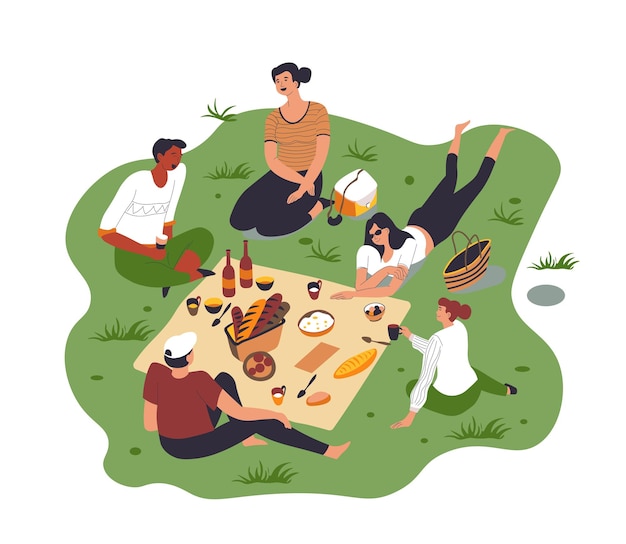 Familia en el parque en vacaciones de picnic o fin de semana