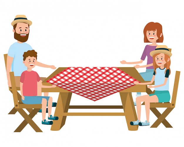 Vector familia de picnic