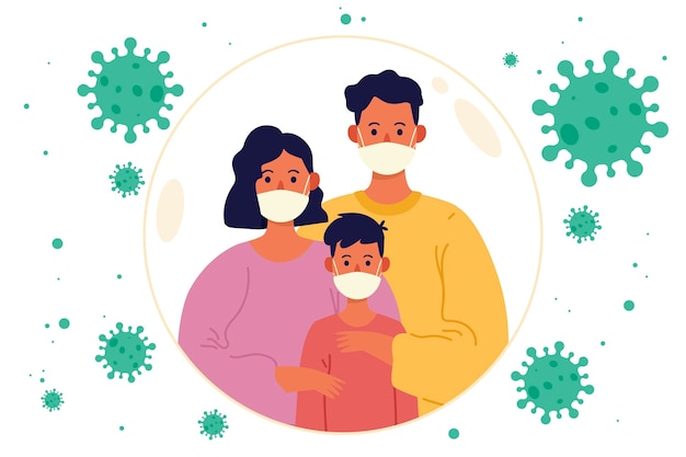 Vector familia protegida del virus