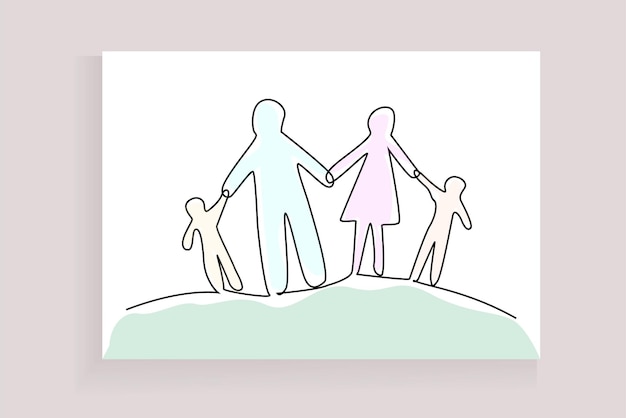 familia tomados de la mano niños pequeños felices