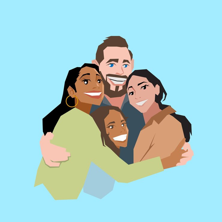 Vector familia unida afro