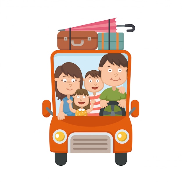 Familia viajando en carro