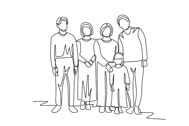 Familias multigeneracionales que reúnen el concepto del dibujo en línea