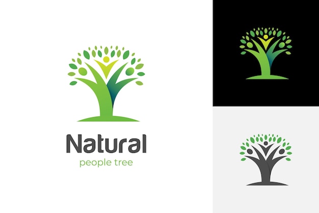 Family people tree logo símbolo human tree creative concept logo design vector illustration