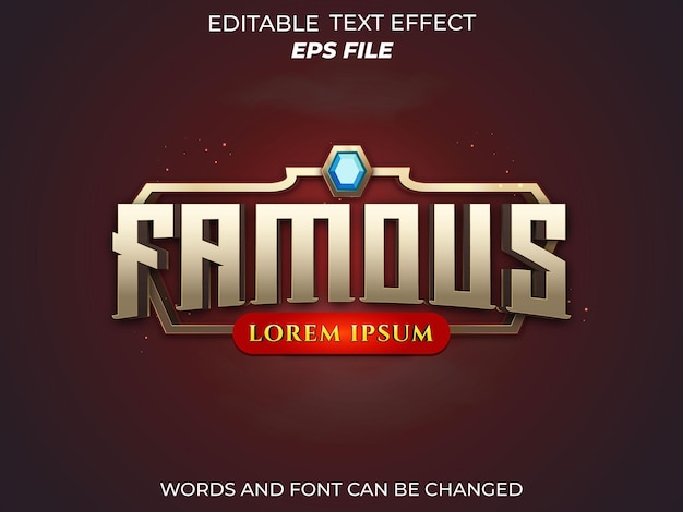famosa fuente de efecto de texto tipografía editable texto 3D para juego de insignia