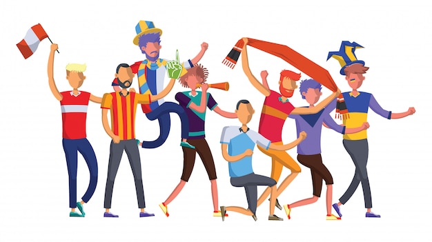 Los fanáticos del deporte hombre animando equipo deportivo