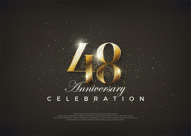 Fancy número 48 para celebrar el cumpleaños 48 Vector premium para el cartel de la celebración de la bandera de saludo