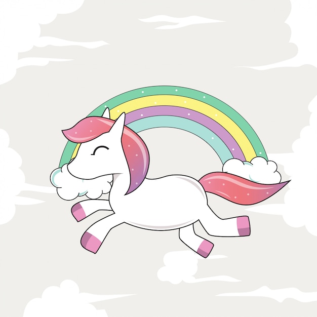 Vector fantasía cielo unicornio