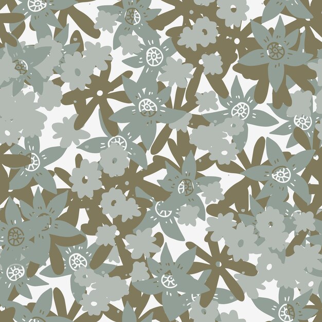 Fantasía desordenado doodle a mano alzada formas florales patrón sin costuras. Tarjeta abstracta aleatoria infinita, diseño.