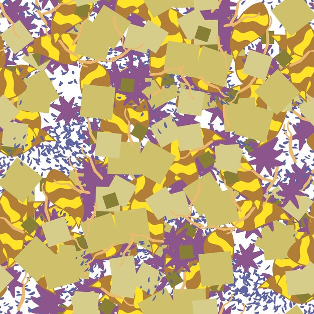 Fantasía desordenado freehand doodle formas geométricas de patrones sin fisuras. Garabato ditsy infinito.