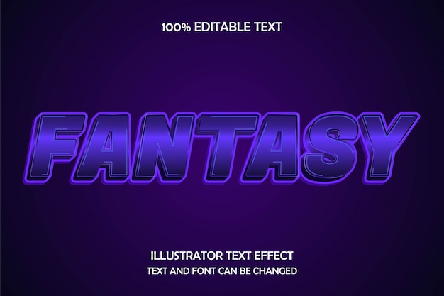 Fantasía, efecto de texto editable en 3D estilo moderno sombra