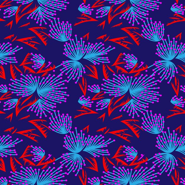 Fantasía floral sin costuras todo el fondo geométrico diseño vectorial vintage