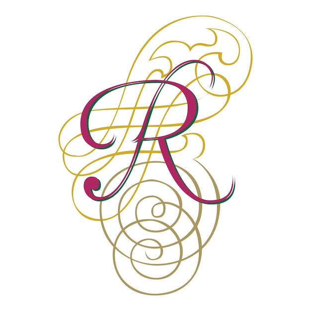 Fantasia Initial Caps Font Mayúscula R diseño vectorial