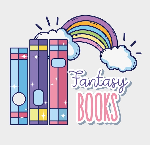 Fantasía y magia libros lindos dibujos animados