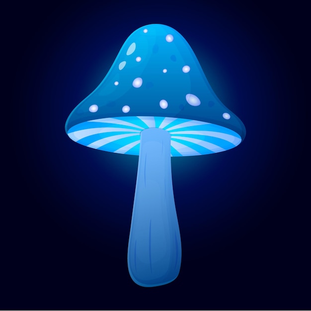 Fantasía seta mágica agárico de mosca ui y gui elemento diseño vector estilo de dibujos animados