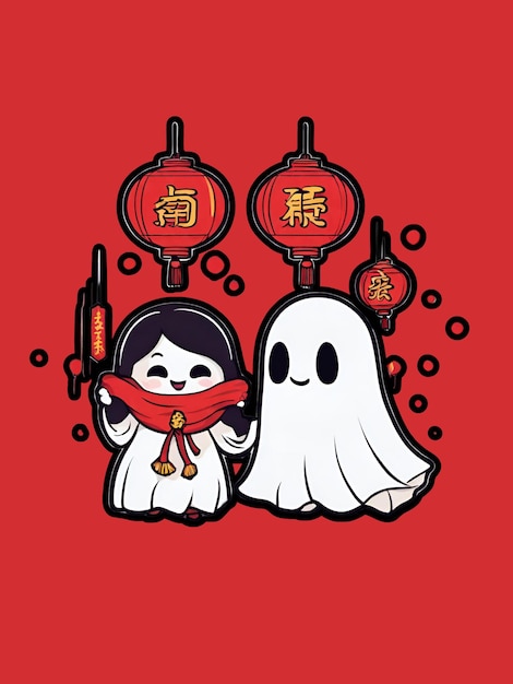 Vector fantasma con el año nuevo chino 18