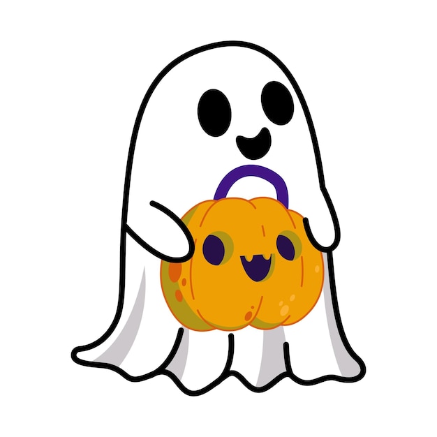 El fantasma blanco con la calabaza Jack o la linterna