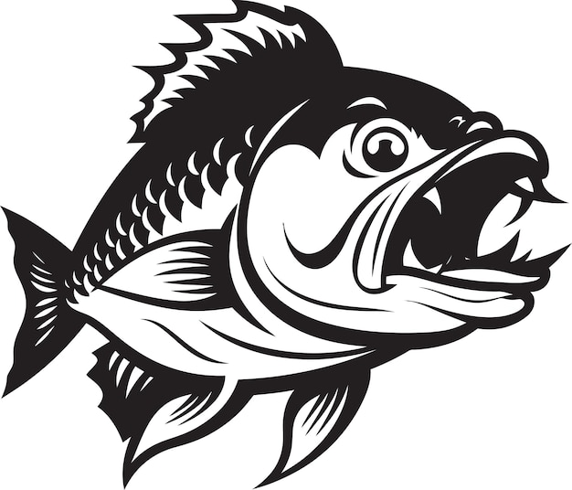 Fantasma depredador temido pez logotipo gráficos marea de terror mascota negra diseño de icono