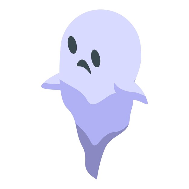 El fantasma de dibujos animados con una expresión triste está flotando en el aire