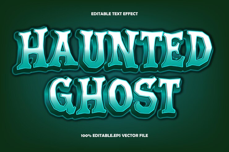 Vector fantasma embrujado efecto de texto editable relieve en 3d estilo degradado