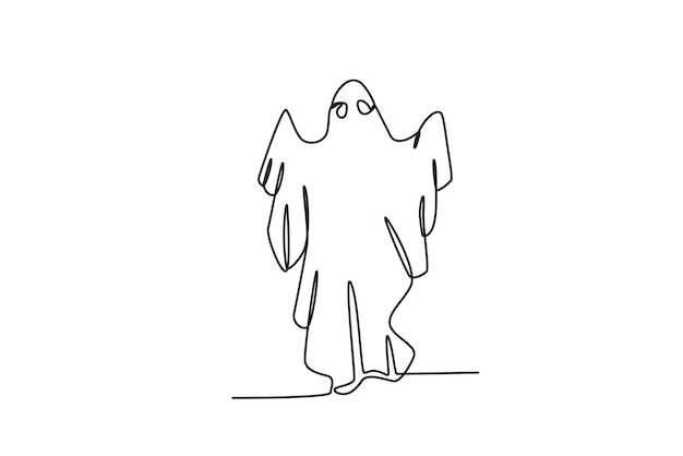 Un fantasma espeluznante caminando un fantasma en el dibujo en línea