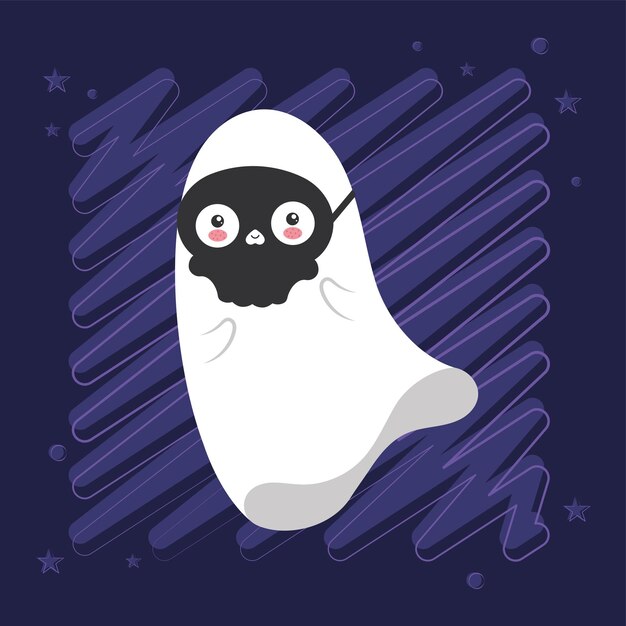 Fantasma de halloween aislado con un disfraz ilustración vectorial