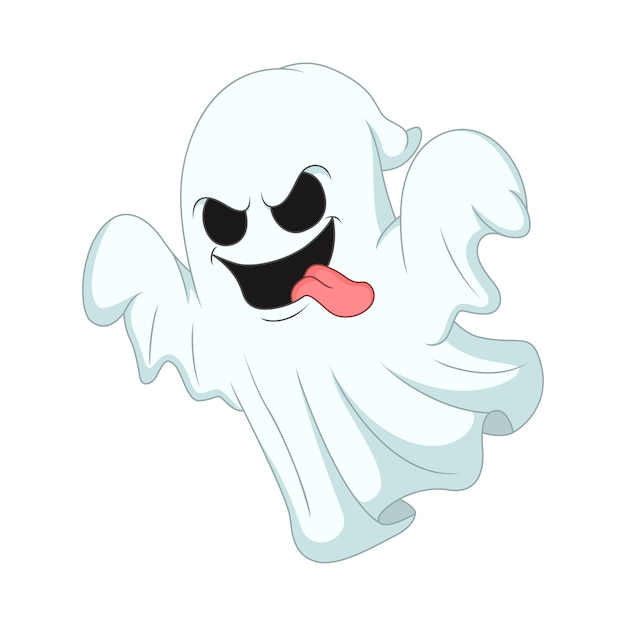 Vector fantasma de halloween de dibujos animados sobre fondo blanco