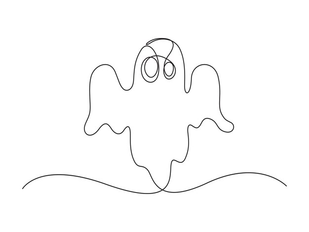 El fantasma de Halloween es un vector de dibujo continuo de una línea. Ilustración de vector premium.