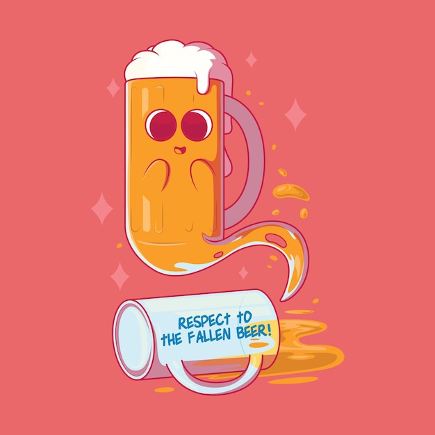 Fantasma de una jarra de cerveza caída ilustración vectorial concepto de diseño de fiesta divertida bebidas