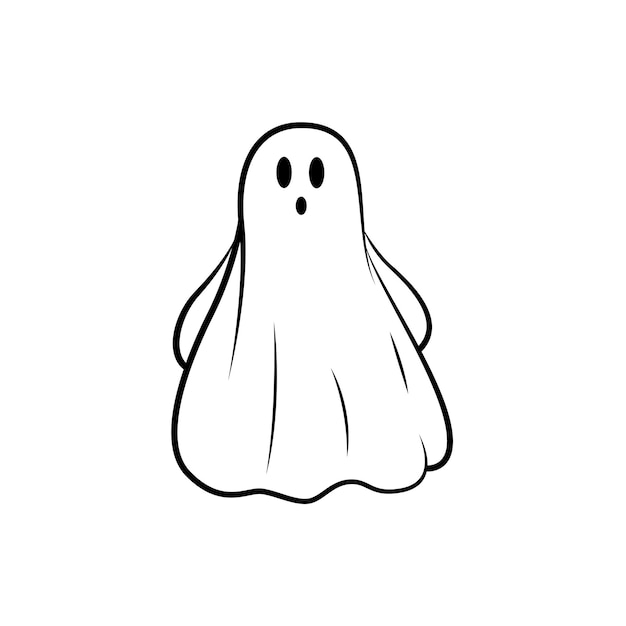 Fantasma lindo aislado Vector Concepto de Halloween Fantasmas de dibujos animados Vector espeluznante Fantasma blanco con ojos negros Icono de fantasma lindo aislado Personaje espeluznante de dibujos animados lindo Siluetas de vacaciones