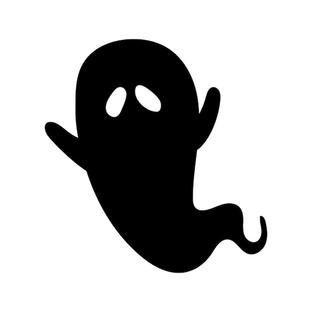 Vector fantasma negro de silueta de halloween - para cricut, diseño o decoración. fantasma divertido tradicional con ojos.