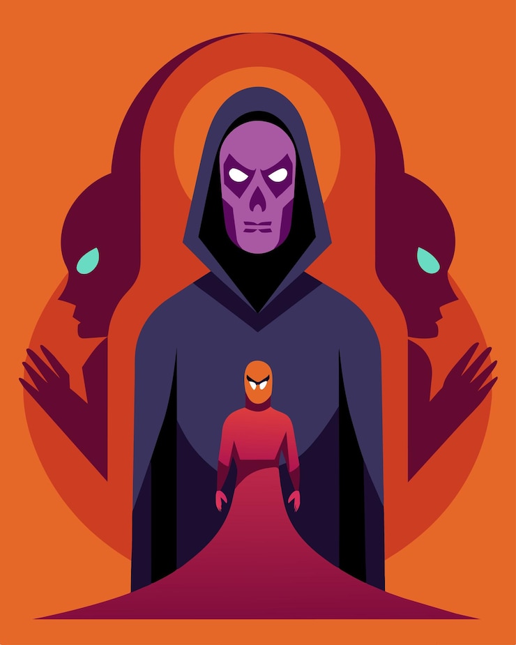 Vector un fantasma que aparece en cada reflejo distorsionando tu imagen y haciéndote cuestionar tu propia