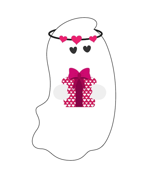 Fantasma retro de san valentín con corazón