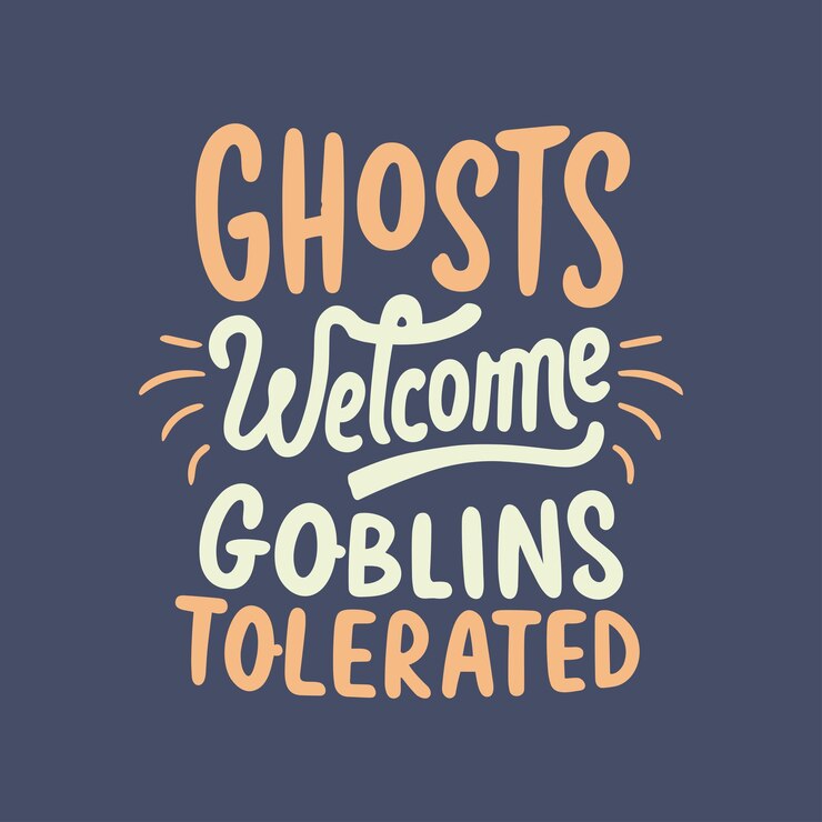 Los fantasmas dan la bienvenida a los duendes tolerados con letras de manipulación Cartel de diseño de camiseta de tipografía de Halloween