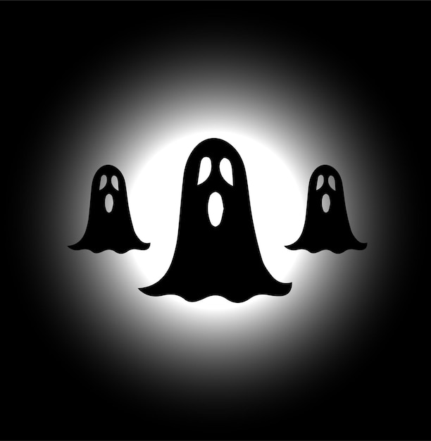 Fantasmas de Halloween Sombras nocturnas aterradoras y fantasmas traviesos ilustraciones vectoriales planas