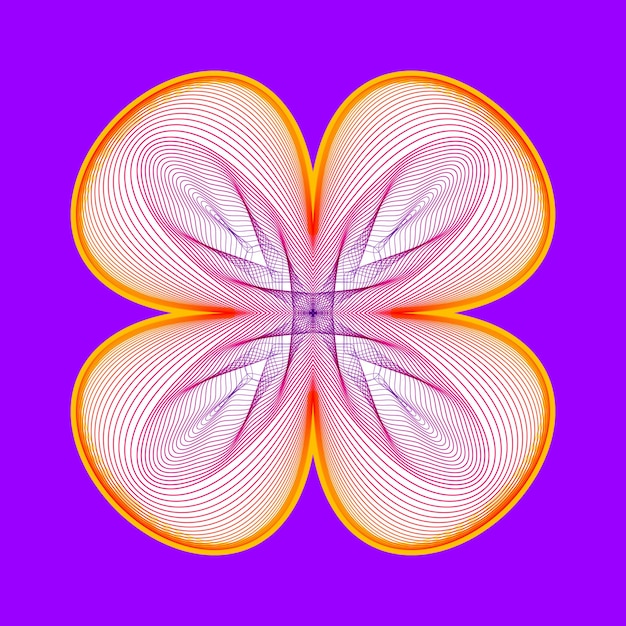 Fantástica forma abstracta de flor de neón con muchas líneas de fusión