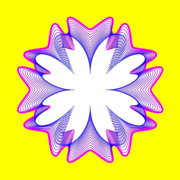 Fantástica forma abstracta de flor de neón con muchas líneas de fusión
