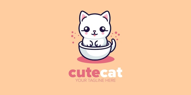 Fantástico ícono de gato hecho a mano, desde tiendas de mascotas hasta juguetes, un logotipo con dinamismo