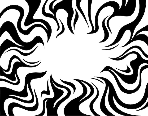 Fantástico marco de llama de fuego con espacio vacío Efecto de humo o fuego dibujado a mano Página de cómics de dibujos animados manga en blanco y negro