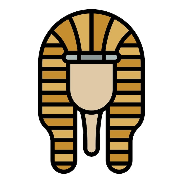 Faraón Tutankamón icono Contorno faraón Tutankamón vector icono color plano aislado