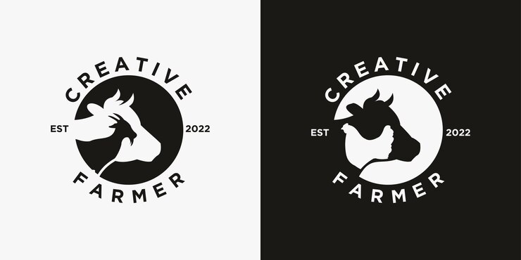 Farm vector farm animal logo vector p logo vector farm logo con ganado lechero y pollo