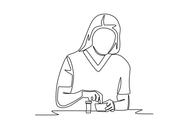 Farmacista triturando medicamentos Empresas farmacéuticas concepto dibujo en línea
