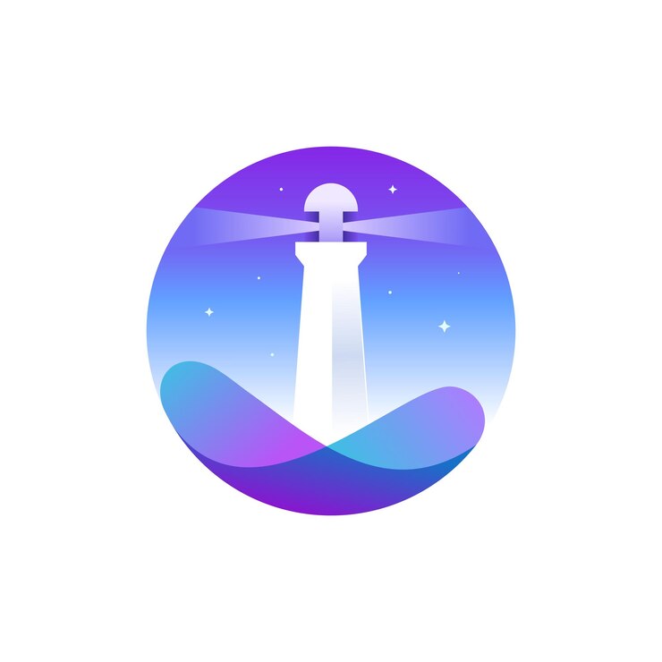 Vector faro costero olas océano paisaje vector diseño ilustración