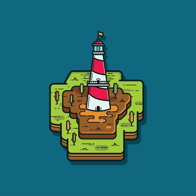 Vector faro en la ilustración de la isla