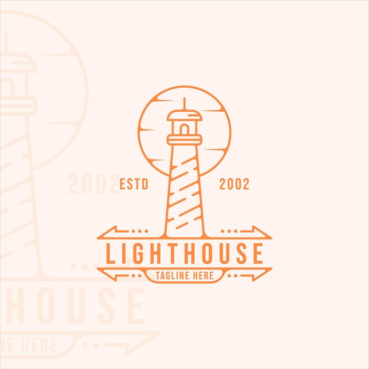 Vector faro logo línea arte simple minimalista vector ilustración plantilla icono diseño gráfico