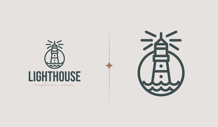 Vector faro monoline símbolo premium creativo universal plantilla de logotipo de icono de signo vectorial ilustración vectorial