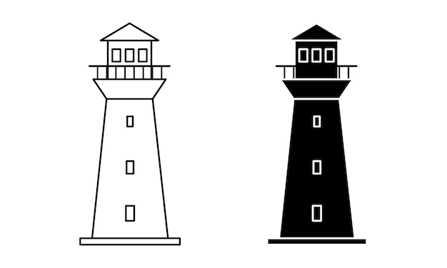 Faro vectorial en contorno y glifo