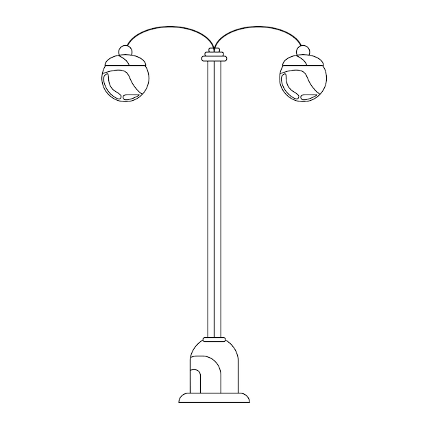 Farol de calle en estilo de contorno Luces de carretera urbanas Farol de calle de parque clásico Ilustración vectorial