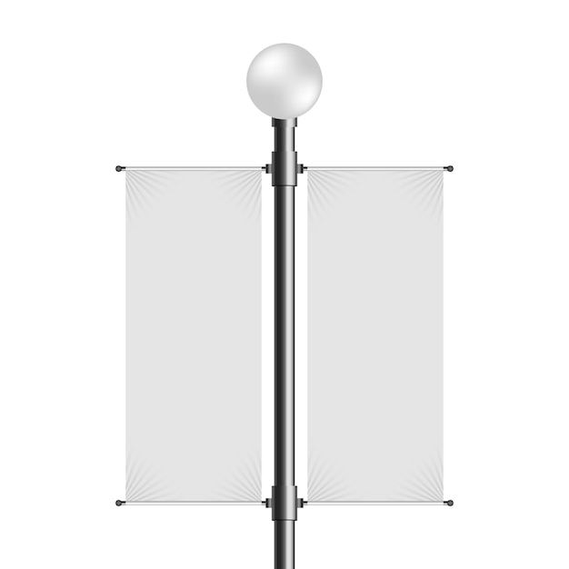 Farola con doble banner en blanco vacío.
