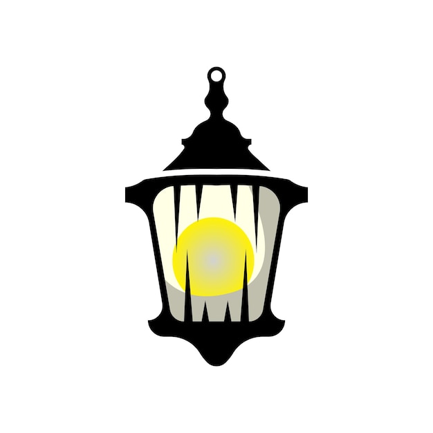 Farola Logotipo Linterna Lámpara Vector Iluminación Diseño Retro Clásico Icono De Silueta Miembro premium Plantillas